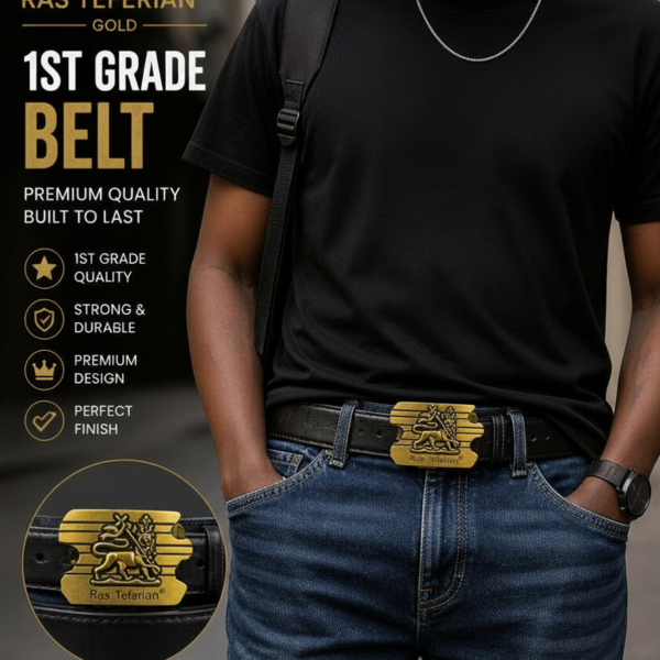 Ras Tefarian Buckle with 1st grade Belt (Gold)